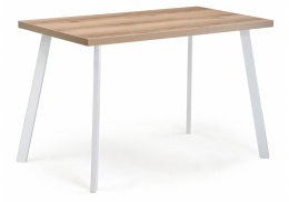 Стол деревянный Тринити Лофт 120 25 мм дуб делано светлый / белый матовый (60x75)