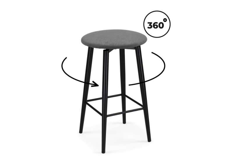 Барный стул Гангток крутящийся графит / черный матовый (36x36x64). 