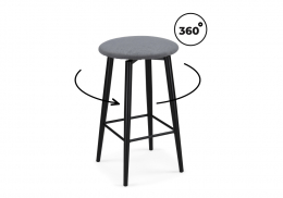 Барный стул Гангток крутящийся сильвер / черный матовый (36x36x64)