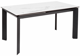 Керамический стол Cremona 140 matte statuario белый мрамор матовый / черный (85x76)